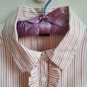 Saks 5th Avenue Long Sleeve Ruffled Button Down Shirt, Size 10, Pinkish